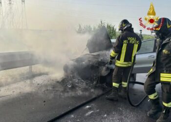 AUTO AVVOLTA DALLE FIAMME SULLA STATALE 87: INTERVENGONO I VIGILI DEL FUOCO