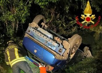 PERDE IL CONTROLLO DELL’AUTO E FINISCE IN UN FOSSATO: CONDUCENTE MIRACOLATO
